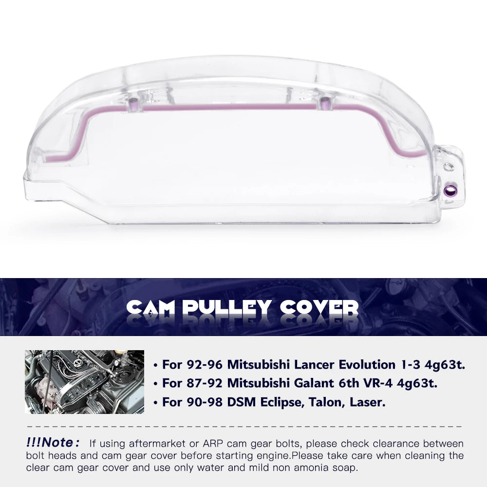 Clear Polycarbonate Timing Belt Cover for Evo 1–3 DSM 4G63