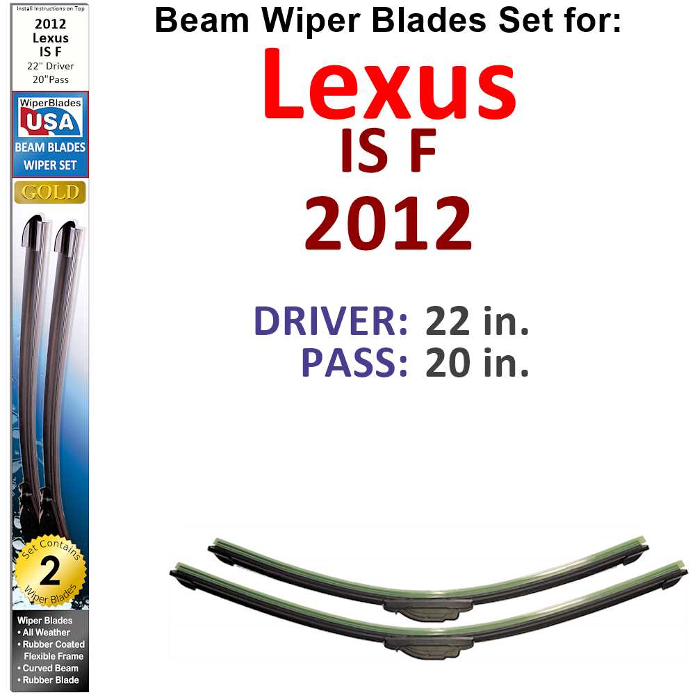 Beam Wiper Blades for 2012 Lexus IS F (Set of 2)