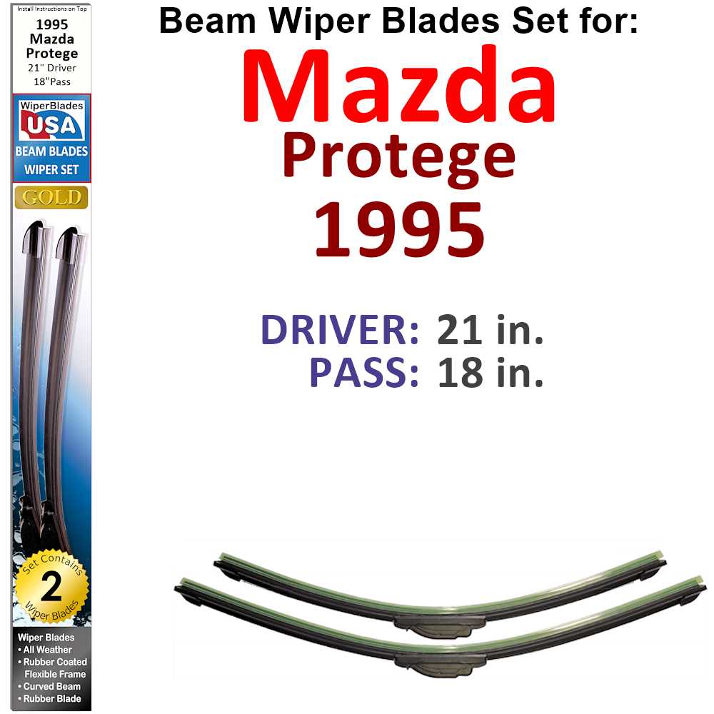 Beam Wiper Blades for 1995 Mazda Protege (Set of 2)
