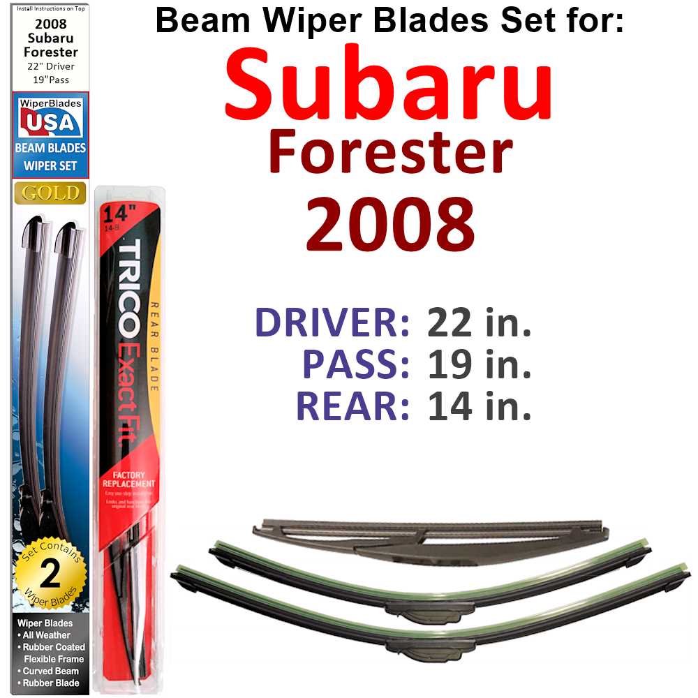 Beam Wiper Blades for 2008 Subaru Forester (Set of 3)