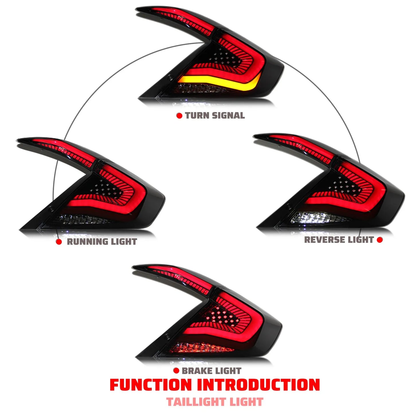 LED Tail Lights For Honda Civic Sedan 2016-2021 10th Gen Saloon Sequential