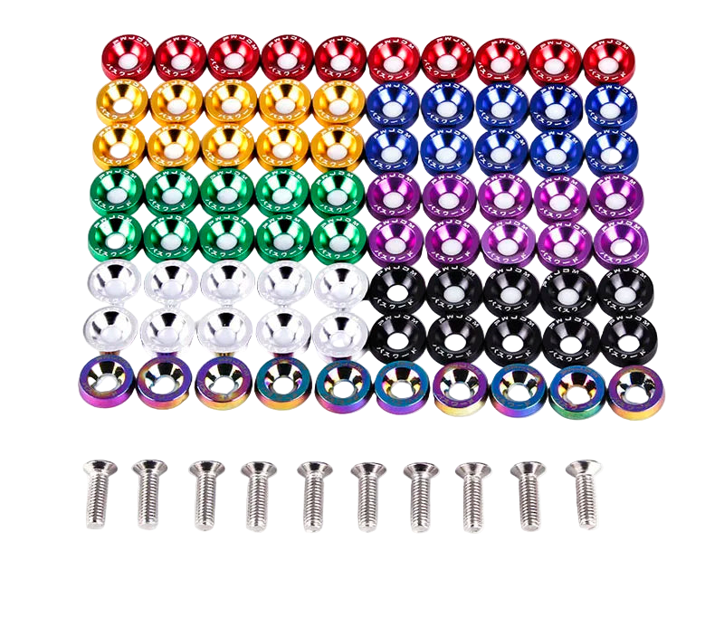 10PCS JDM Aluminum Fender Washer Kit with M6 Bolts