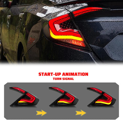 LED Tail Lights For Honda Civic Sedan 2016-2021 10th Gen Saloon Sequential