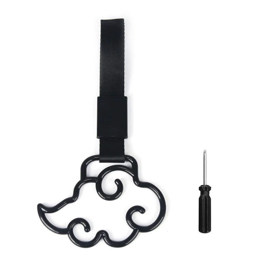 Black cloud-shaped drift charm with a screwdriver on a white background