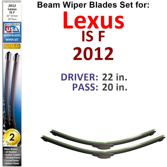 Beam Wiper Blades for 2012 Lexus IS F (Set of 2)