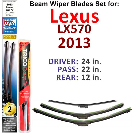 Beam Wiper Blades for 2013 Lexus LX570 (Set of 3)