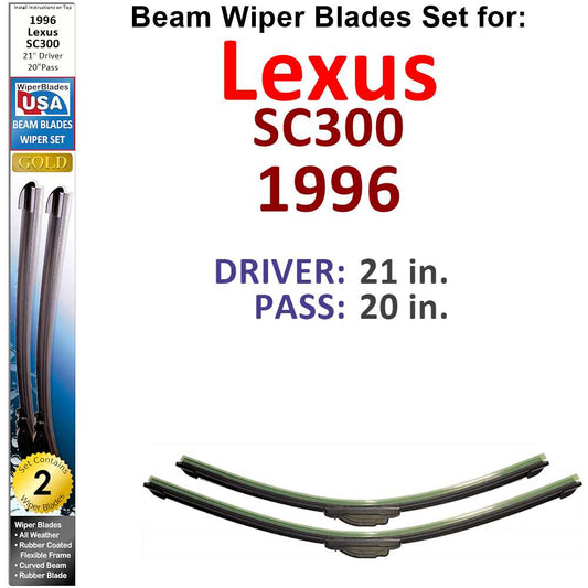 Beam Wiper Blades for 1996 Lexus SC300 (Set of 2)