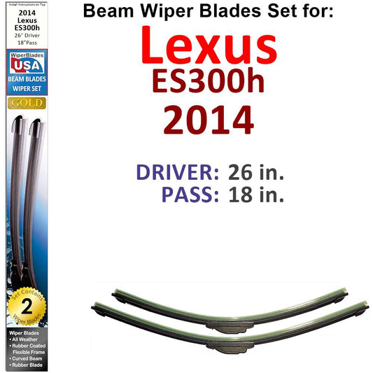 Beam Wiper Blades for 2014 Lexus ES300h (Set of 2)