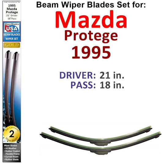 Beam Wiper Blades for 1995 Mazda Protege (Set of 2)