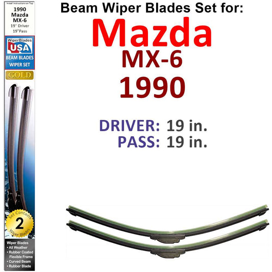 Beam Wiper Blades for 1990 Mazda MX-6 (Set of 2)
