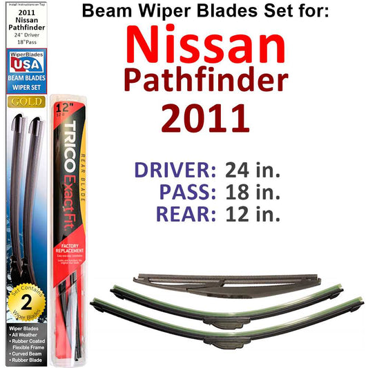 Beam Wiper Blades for 2011 Nissan Pathfinder (Set of 3)