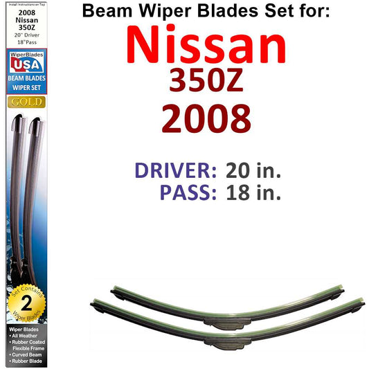 Beam Wiper Blades for 2008 Nissan 350Z (Set of 2)