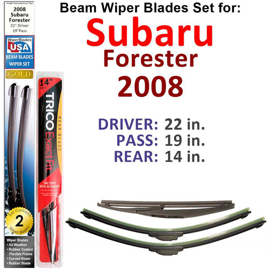 Beam Wiper Blades for 2008 Subaru Forester (Set of 3)