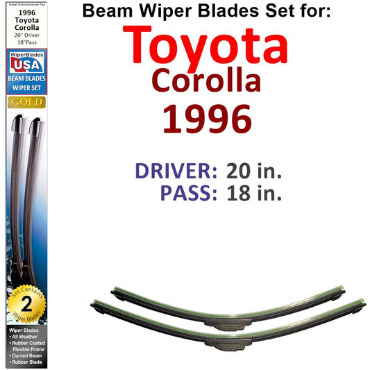 Beam Wiper Blades for 1996 Toyota Corolla (Set of 2)
