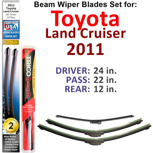 Beam Wiper Blades for 2011 Toyota Land Cruiser (Set of 3)