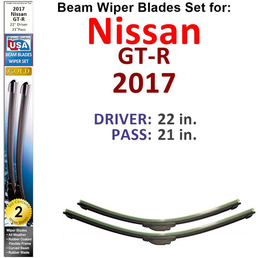 Beam Wiper Blades for 2017 Nissan GT-R (Set of 2)
