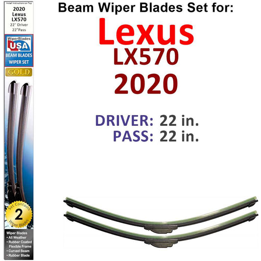 Beam Wiper Blades for 2020 Lexus LX570 (Set of 2)
